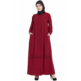 Front open Cardigan abaya- Red color